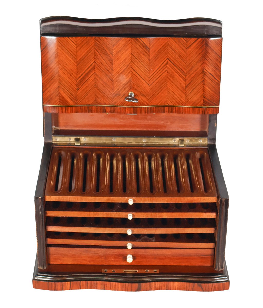 Napoleon III Period Marquetry Cigar Cellar-photo-2