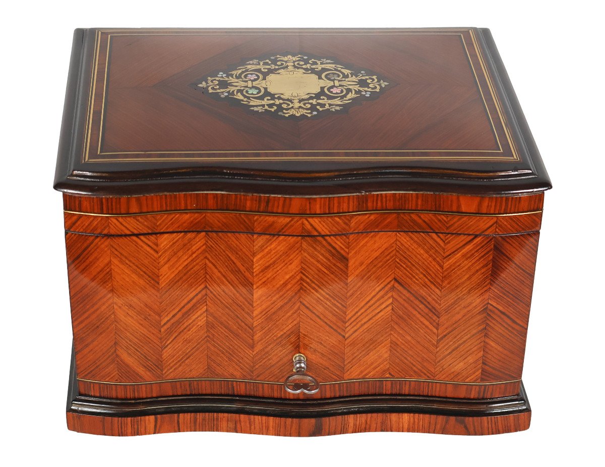 Napoleon III Period Marquetry Cigar Cellar-photo-3