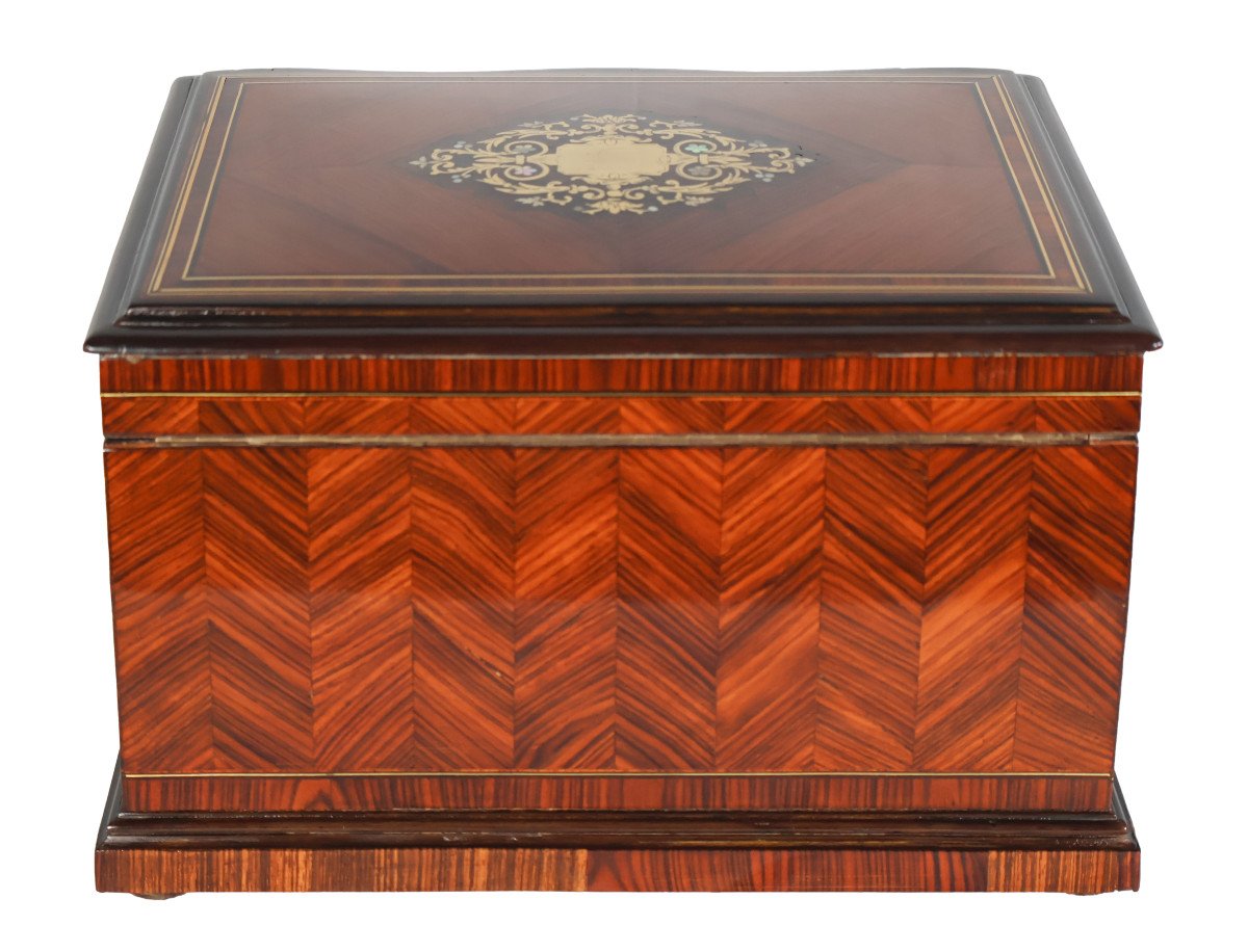 Napoleon III Period Marquetry Cigar Cellar-photo-2