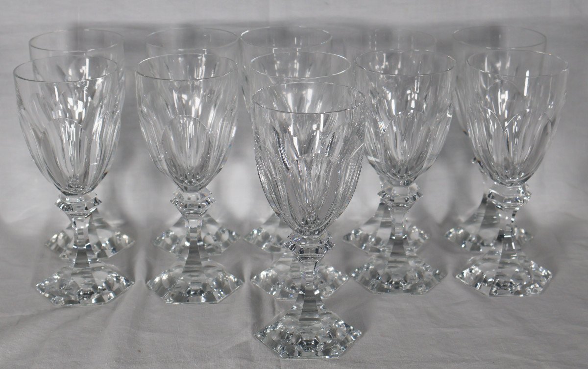 Set Of 11 Saint Louis Water Glasses Chambord Model -photo-2