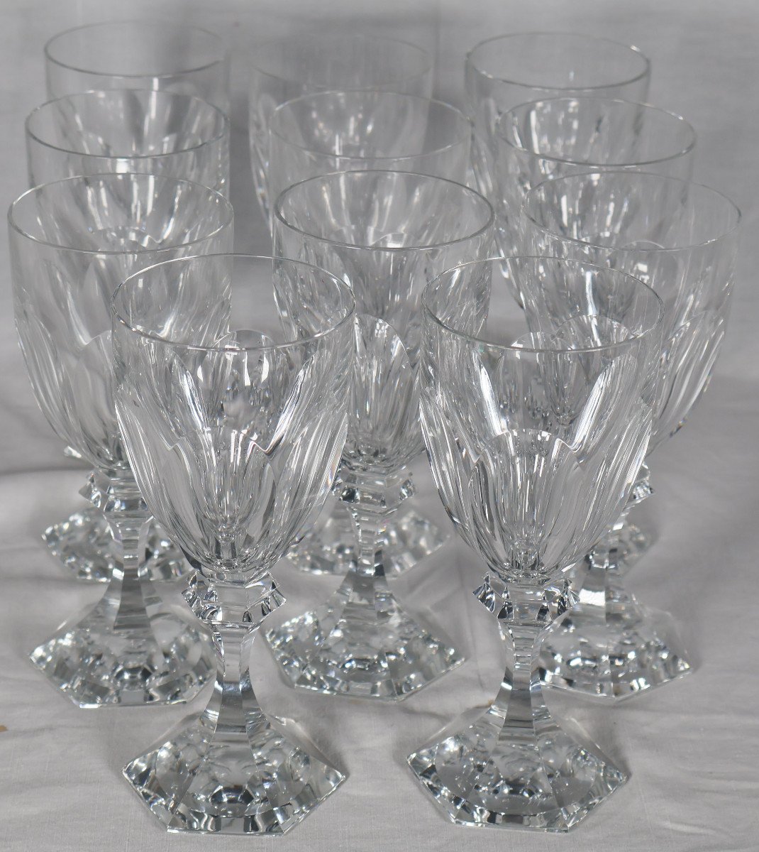 Set Of 11 Saint Louis Water Glasses Chambord Model -photo-5