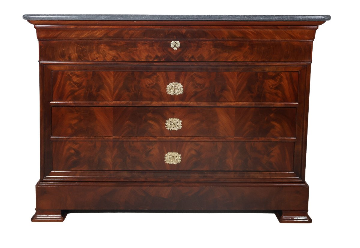 Restoration Period Flamed Mahogany Chest Of Drawers-photo-2