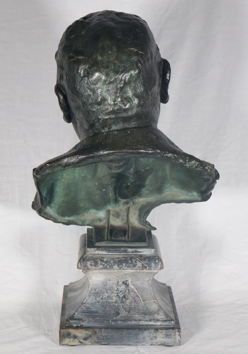 Bronze Bust Of A Man Signed By The Founder Alexis Rudier -photo-3