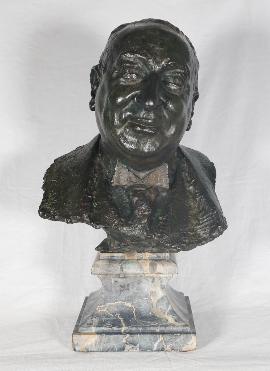 Bronze Bust Of A Man Signed By The Founder Alexis Rudier 