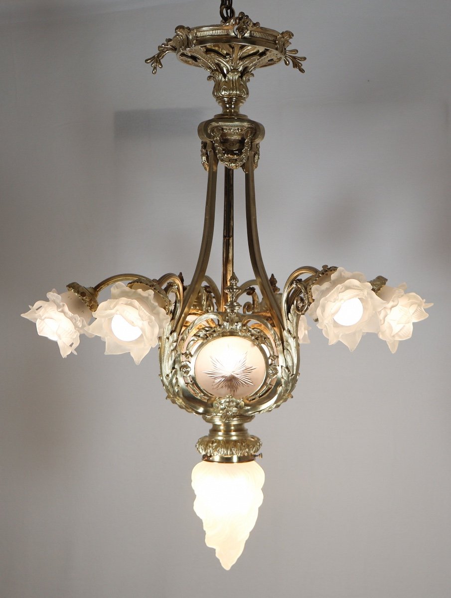 Gilt Bronze Chandelier A Delafontaine Napoleon III Period -photo-2