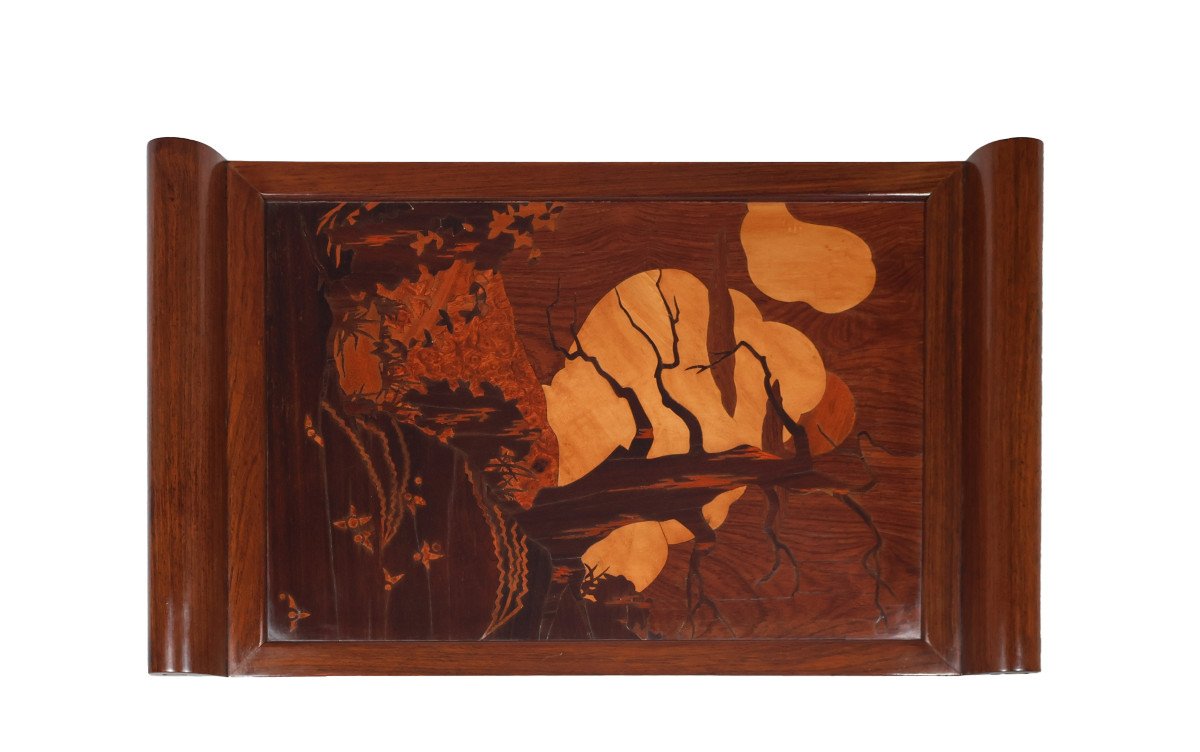 Rosewood And Marquetry Tray, Art Deco Period-photo-2