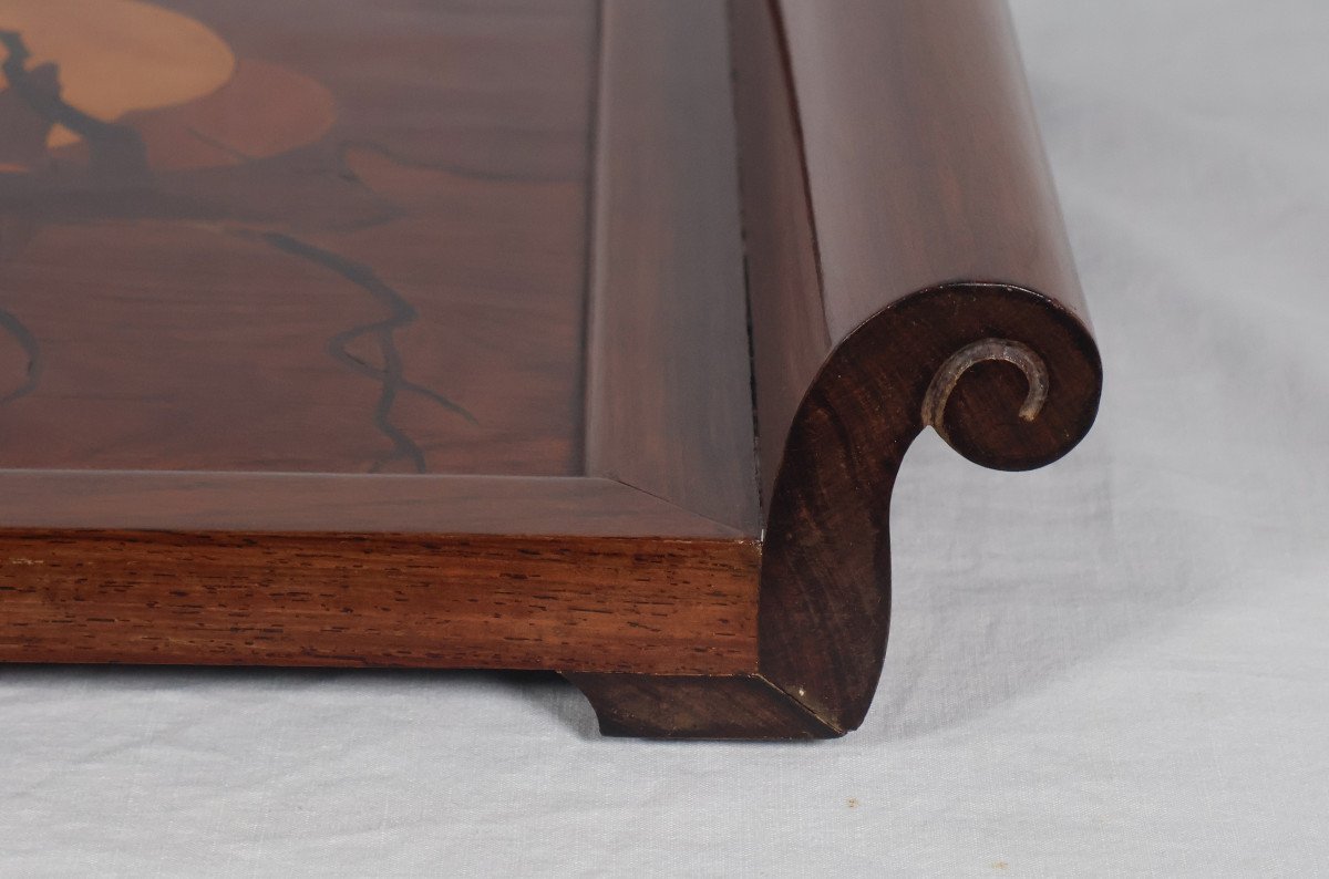 Rosewood And Marquetry Tray, Art Deco Period-photo-3