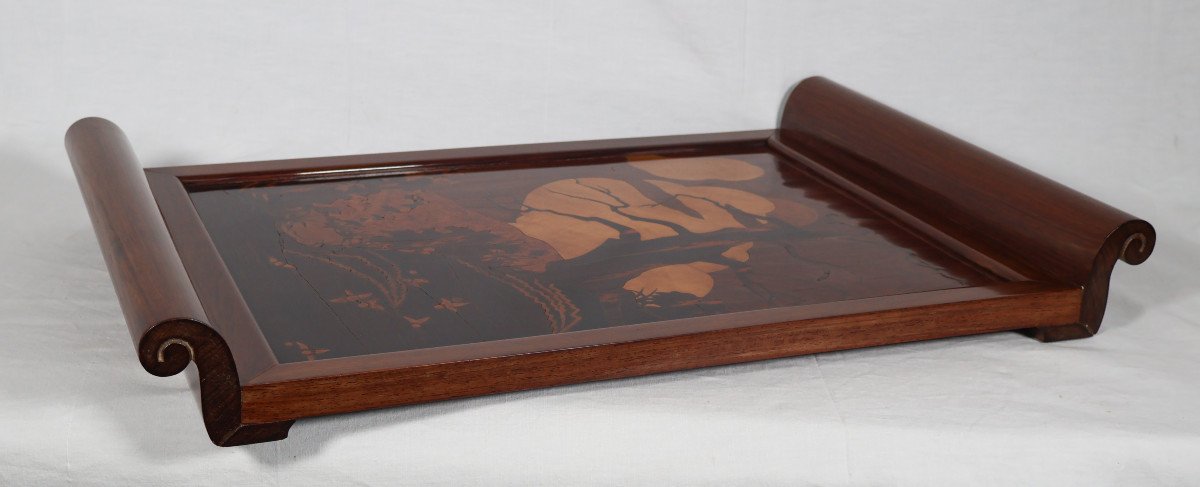 Rosewood And Marquetry Tray, Art Deco Period-photo-5