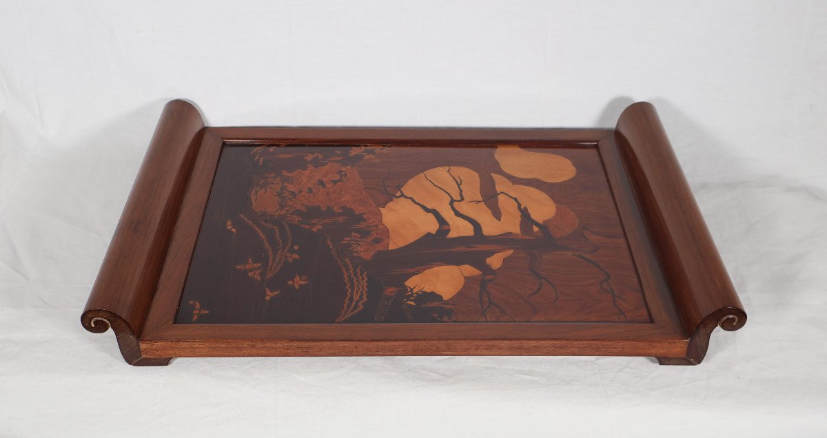 Rosewood And Marquetry Tray, Art Deco Period-photo-7