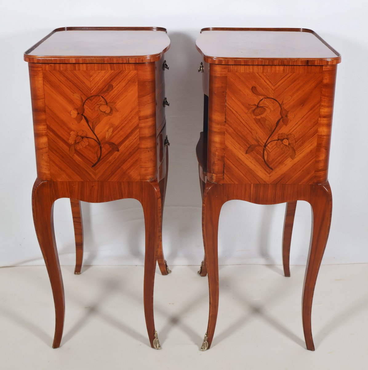 Pair Of Louis XV Style Bedside Tables, Early 20th Century -photo-3