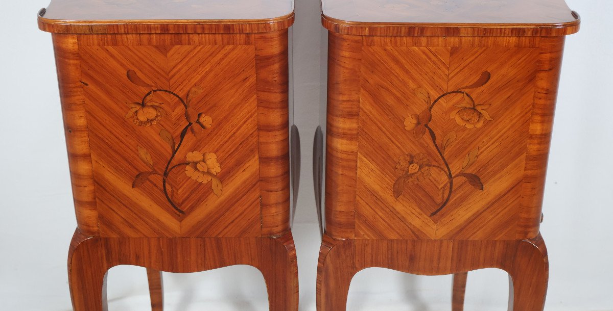 Pair Of Louis XV Style Bedside Tables, Early 20th Century -photo-5