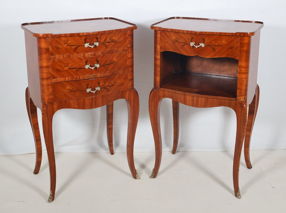 Pair Of Louis XV Style Bedside Tables, Early 20th Century -photo-7