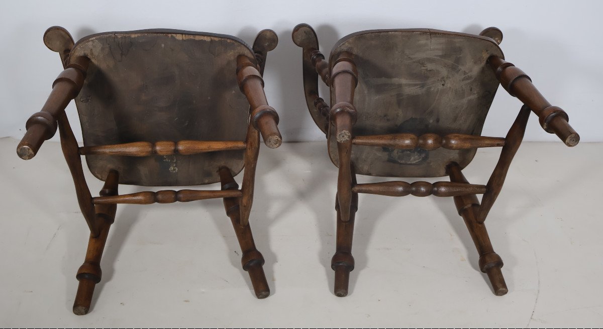 Set Of 4 English Windsor Style Armchairs Victorian Era -photo-6