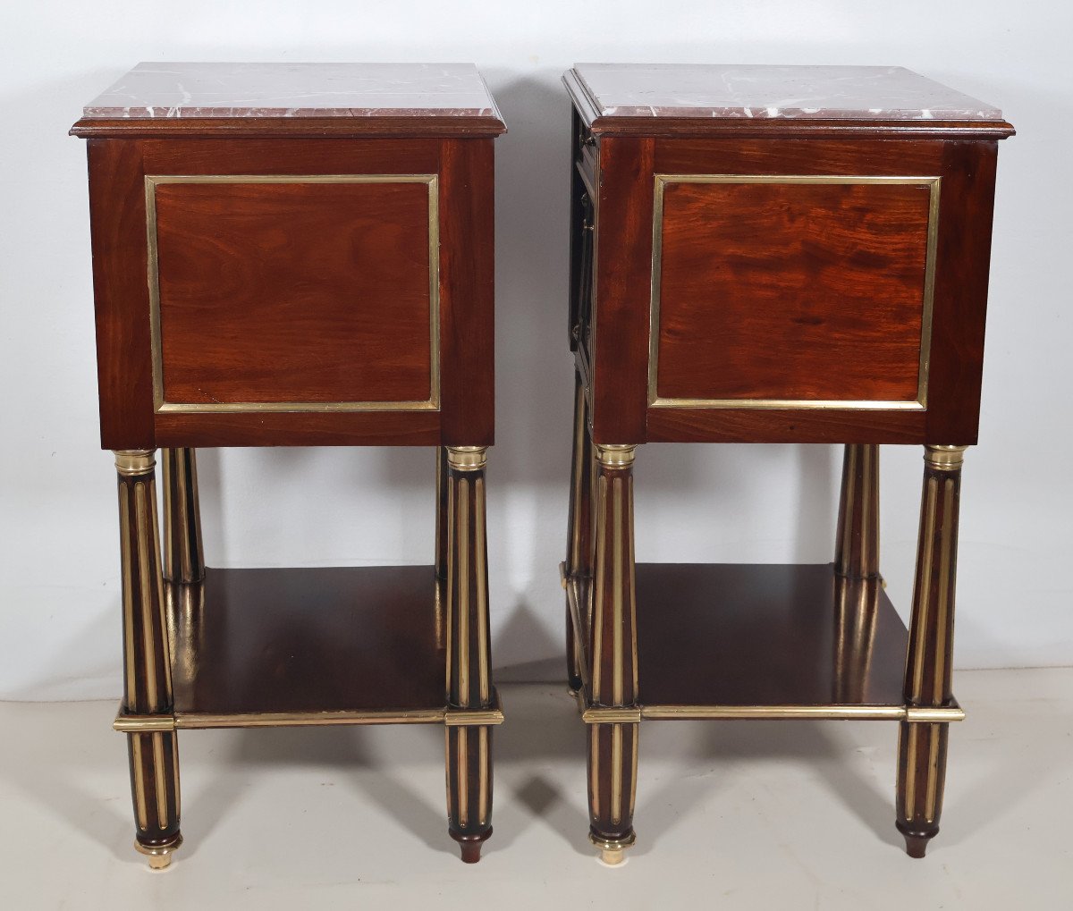  Pair Of Louis XVI Style Bedside Tables, Late 19th Century-photo-1