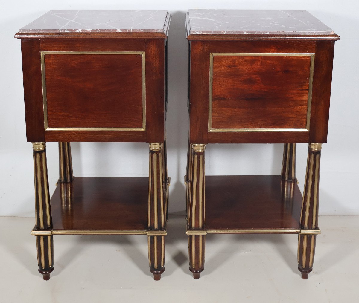  Pair Of Louis XVI Style Bedside Tables, Late 19th Century-photo-2