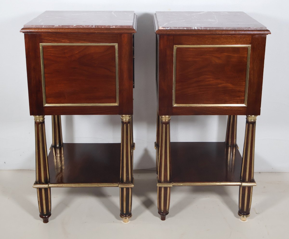  Pair Of Louis XVI Style Bedside Tables, Late 19th Century-photo-3