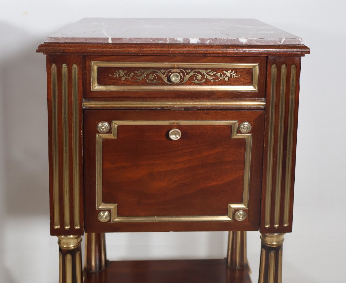  Pair Of Louis XVI Style Bedside Tables, Late 19th Century-photo-5