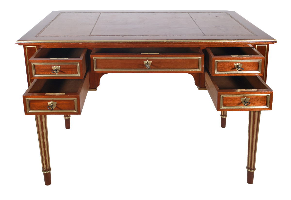 Louis XVI Style Flat Desk, Late 19th Century-photo-3