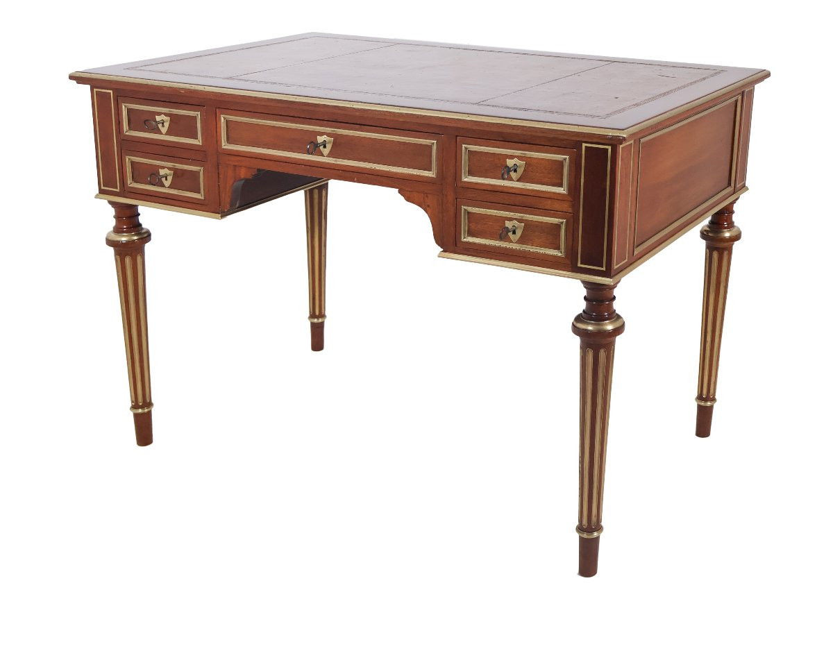 Louis XVI Style Flat Desk, Late 19th Century-photo-2