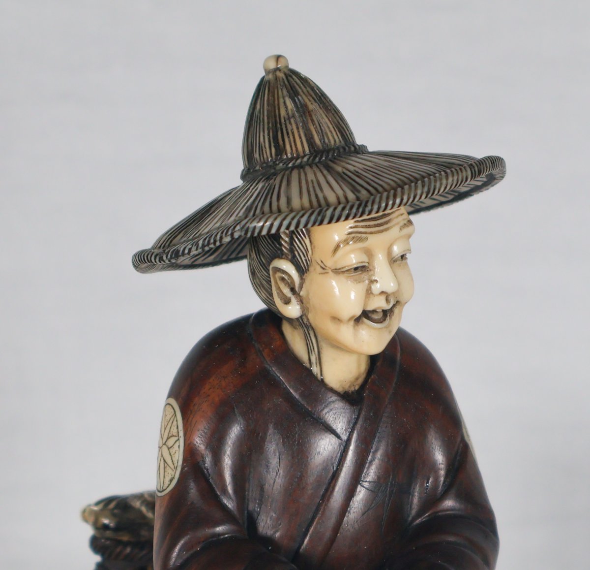 Okimono In Wood And Ivory, Meiji Period Japan-photo-8