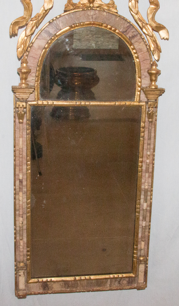 Miroir Italien En Bois Doré Et Marbre époque XVIIIe-photo-5