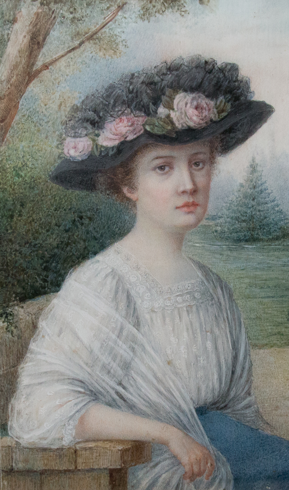 Portrait d'Une Jeune élégante Par A Philippon Simonet Datée 1910-photo-1