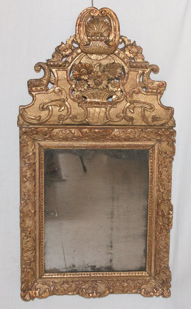 Miroir En Bois Sculpté Et Doré Époque Régence Circa 1720-photo-1