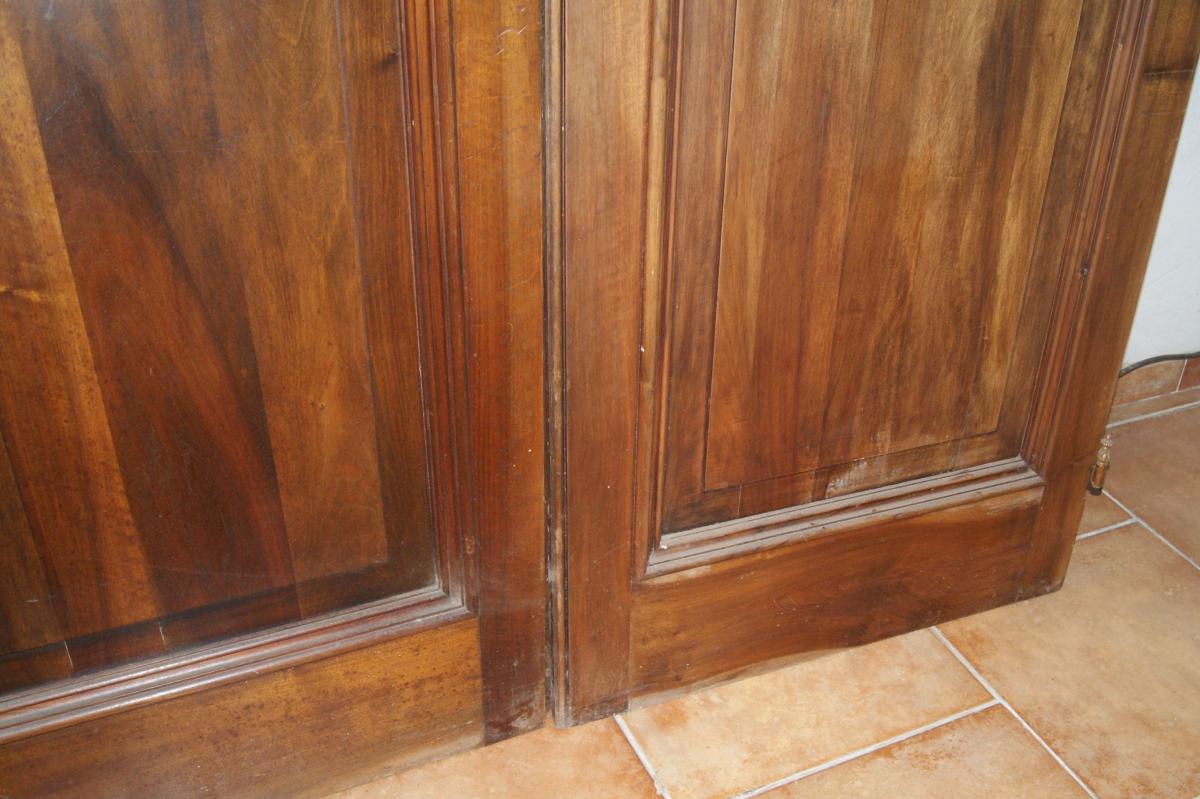 Great Pair Of Doors In Walnut Solid Early 20th Century-photo-2