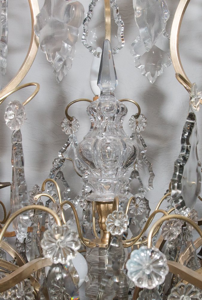 Lustre Cage Style Louis XV En Bronze Et Cristal Circa 1880-photo-8