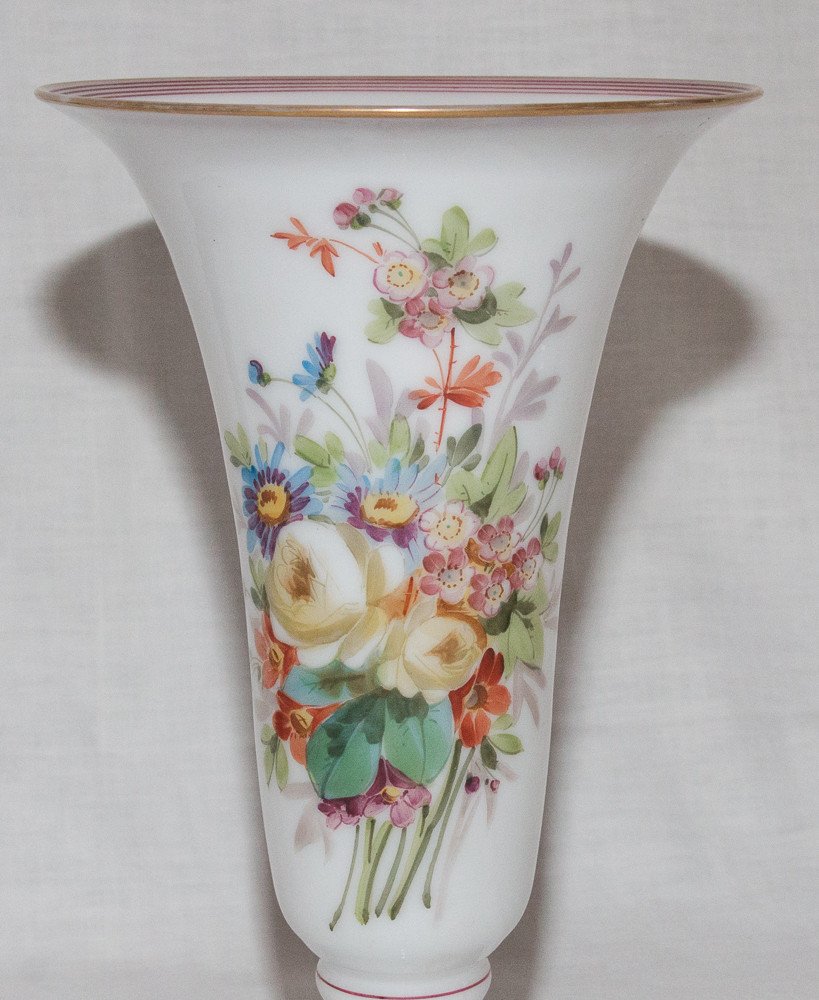 Paire De Vases En Opaline Baccarat Louis Philippe -photo-5
