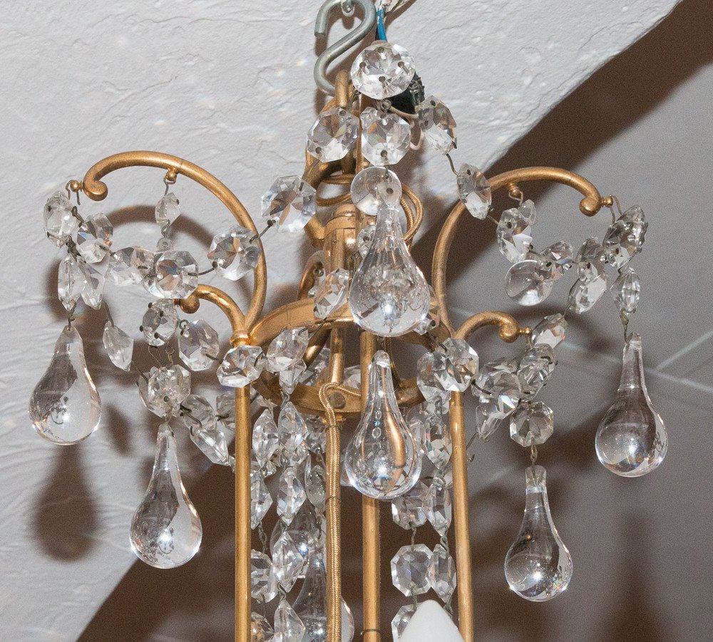 Chandelier In Bronze And Crystal Signed Baccarat Late Nineteenth-photo-7