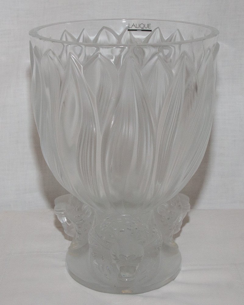 Large Vase With Panthers Lalique  France 20th Century-photo-1