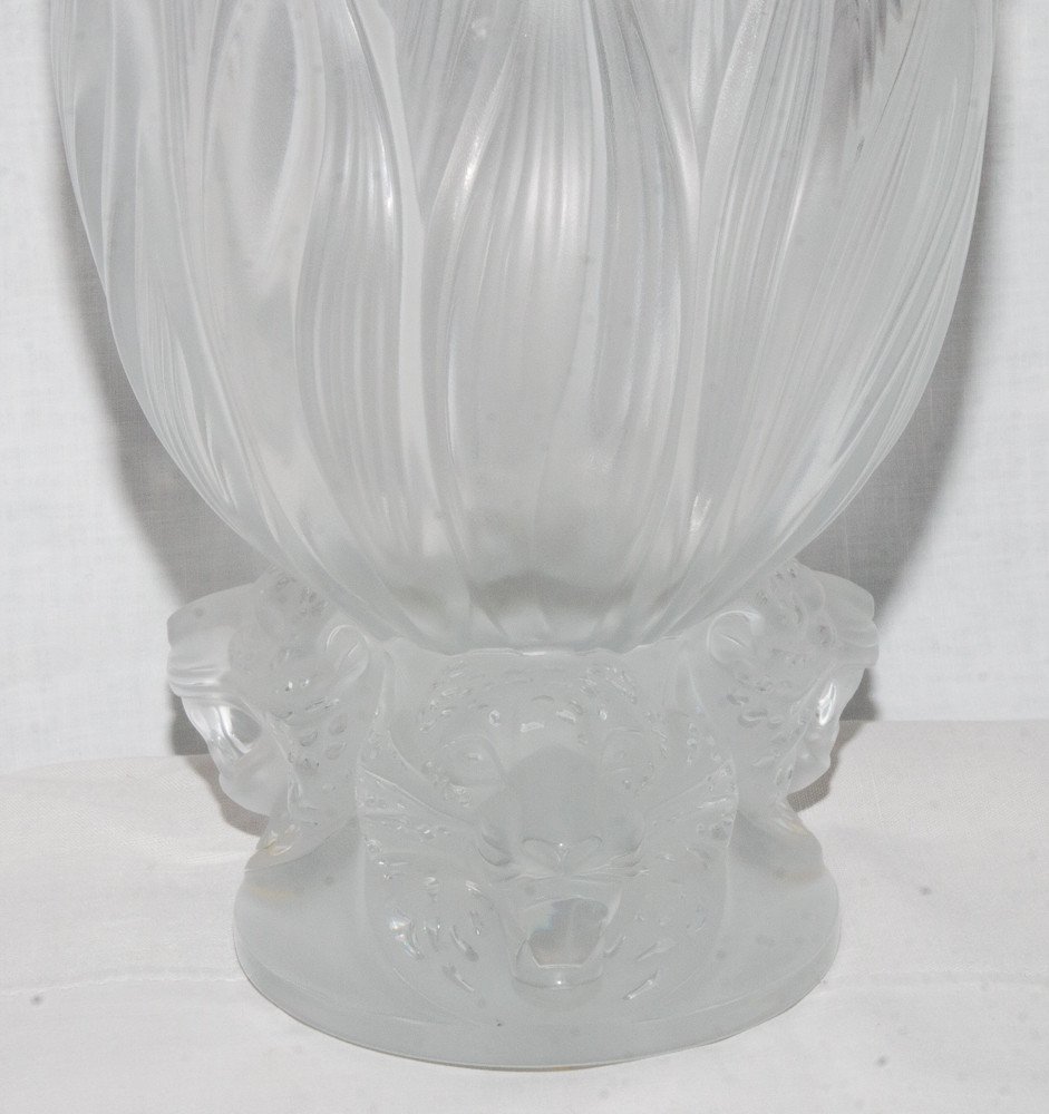 Large Vase With Panthers Lalique  France 20th Century-photo-3