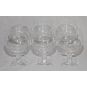 Series Of 6 Crystal Glasses Model Argos From Lalique