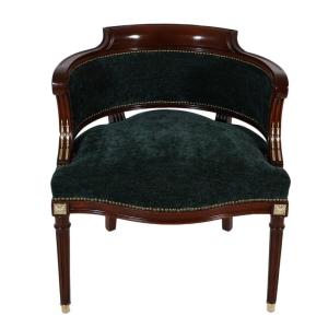 Louis XVI Style Office Armchair In Mahogany Late 19th Century