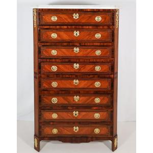 Chiffonier Secretary In Marquetry Louis XVI Period 