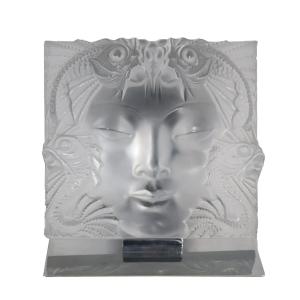Lalique France Decorative Pattern "fish Fountain" Or "women's Mask" 
