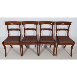 Set Of Four English Mahogany Chairs, Mid-19th Century 