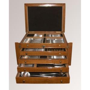 Solid Silver Cutlery Set Mazarin Puiforcat Model 183 Pieces