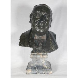 Bronze Bust Of A Man Signed By The Founder Alexis Rudier 