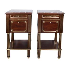  Pair Of Louis XVI Style Bedside Tables, Late 19th Century