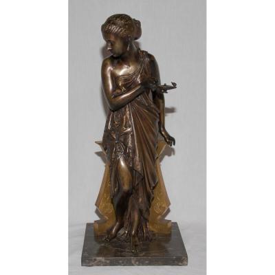 Bronze "woman Antique" Signed Peiffer 1832-1886