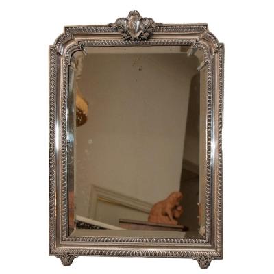 Large Italian Table Mirror In Sterling Silver 1900s