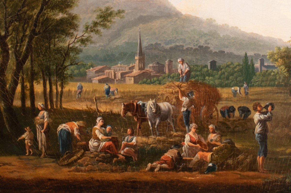The Harvest, Attributed To Jean Baptiste Claudot, France, Late 18th Century -photo-2
