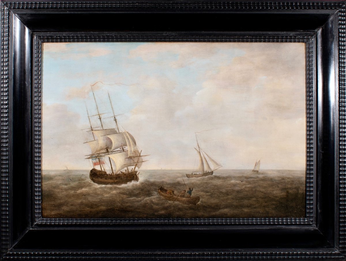 Bateaux par temps  calme ,  attribué à Pieter  de Zeelander , Hollande 17e