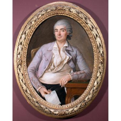 Portrait de jeune homme à la lettre , époque Louis XV 