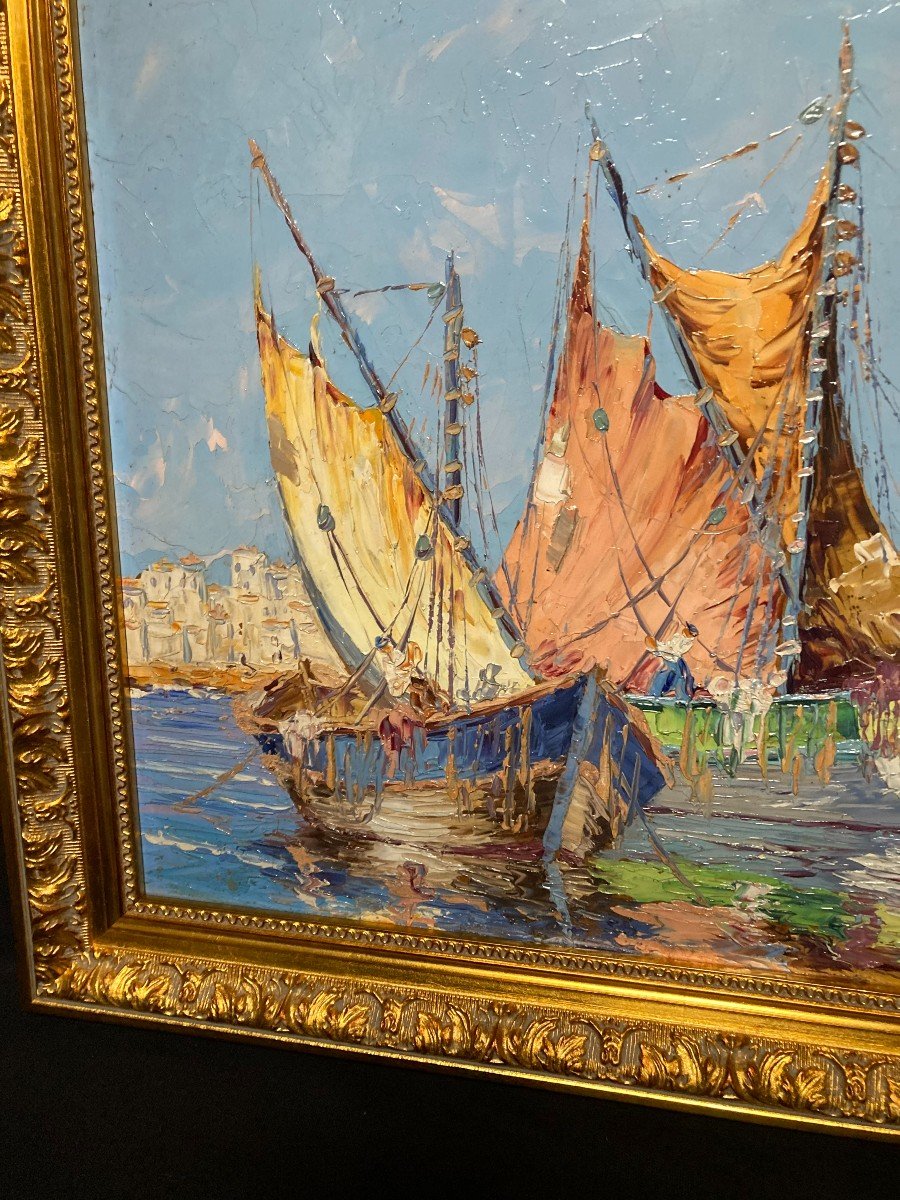 Henri Edouard Bargin - Boats In Cannes -photo-2