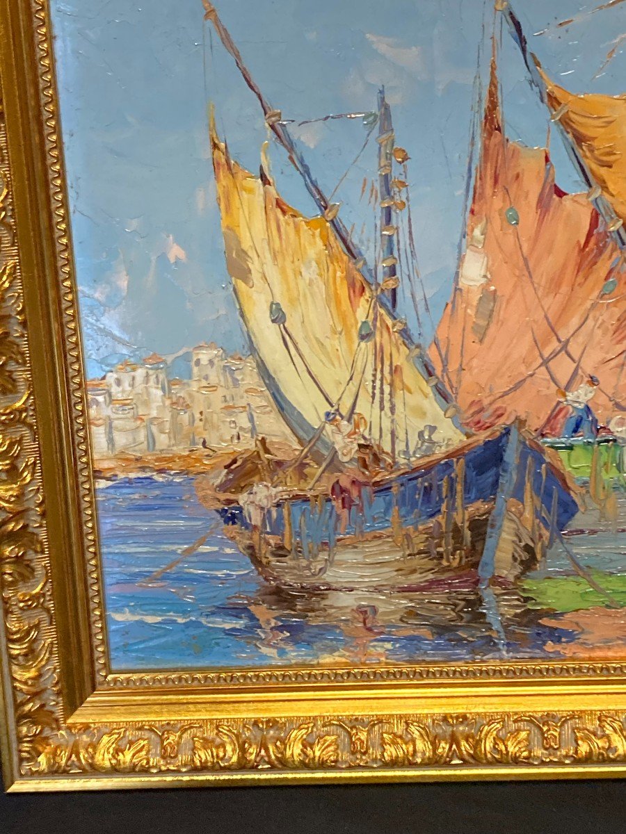 Henri Edouard Bargin - Boats In Cannes -photo-3