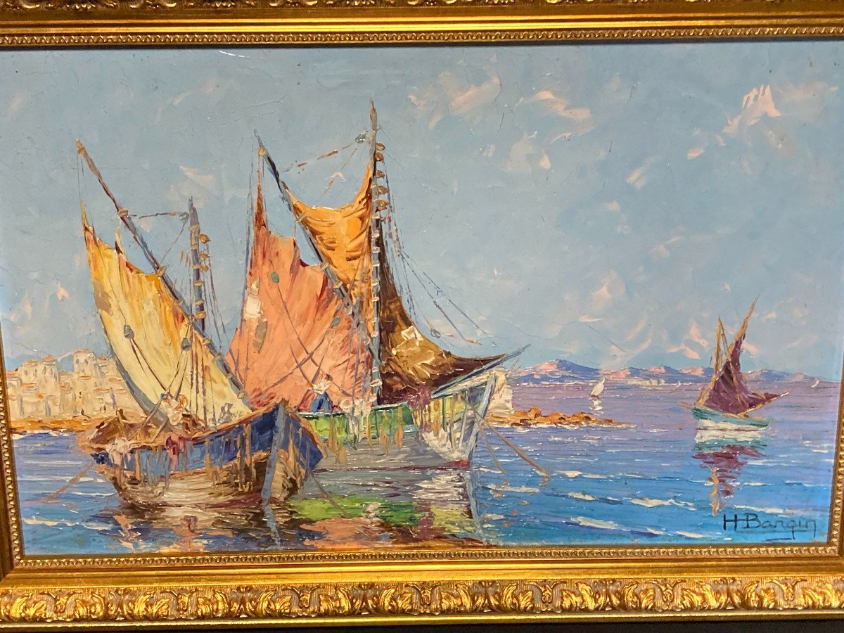 Henri Edouard Bargin - Boats In Cannes -photo-7