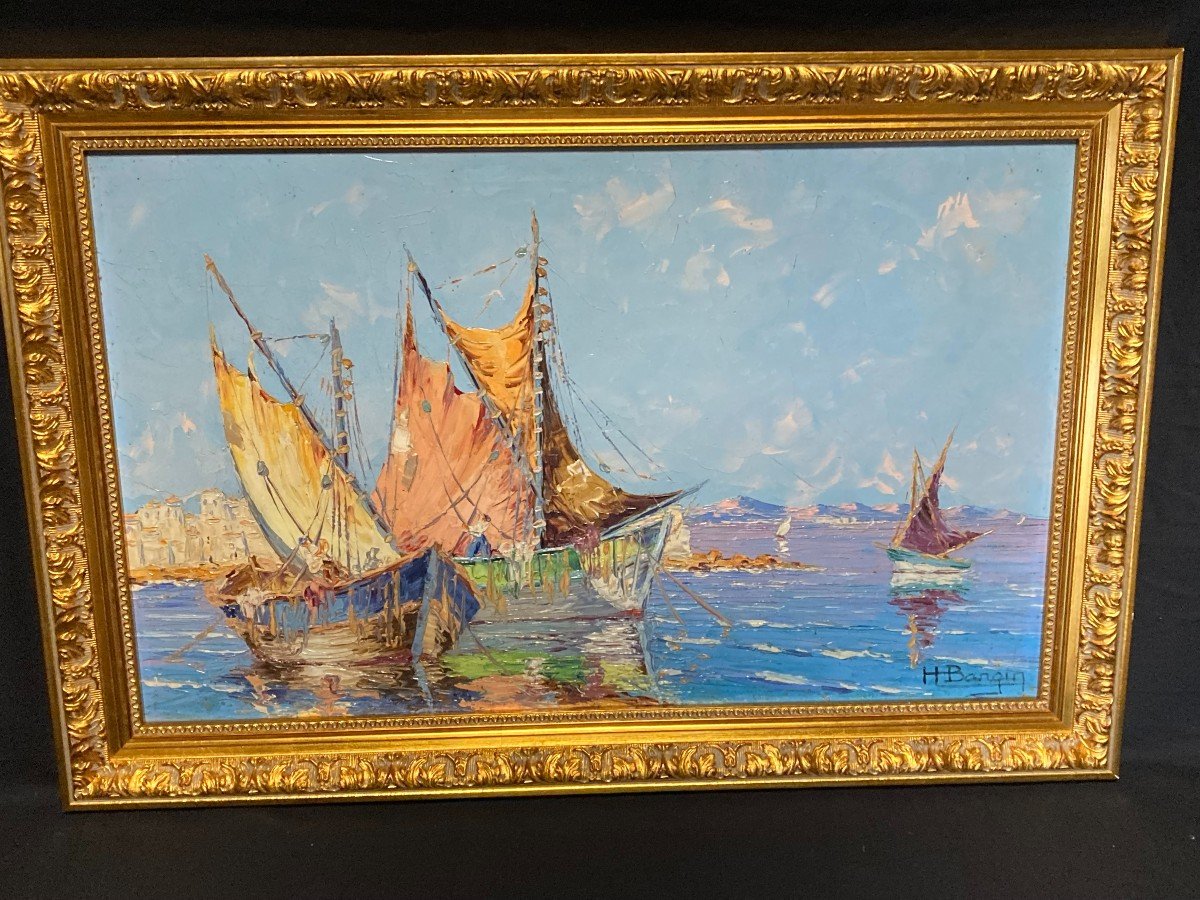 Henri Edouard Bargin - Boats In Cannes -photo-8